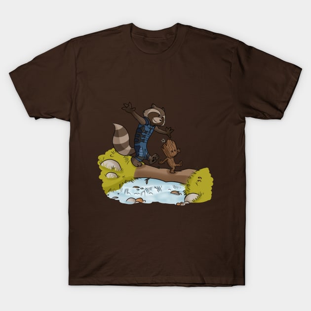 Rocket and Groot T-Shirt by Menteymenta